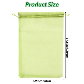 LOYORTY 150PCS Organza Bags, 8x12 (20x30cm) Sheer Drawstring Organza Gift Bag, Green Organza Bags for Christmas Wedding Party Favor Candy Pouches