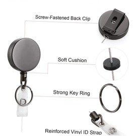 Operitacx 2 Sätze Einziehbare Metall Ausweishalter Mit Pvc Bändern Für Id Karten Namensschilder Und Arbeitsausweise Schwarz Praktischer Badge Clip Für Lehrer Studenten Und 2 Stück * 2