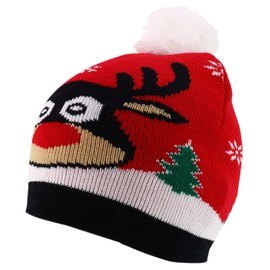 Trendy Apparel Shop 7 estilos para niños, gorro corto de invierno con pompón, A, Talla única
