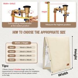 Backflow Preventer Insulation Cover - 2 Way Opening Pipe Insulation Cover for Irrigation Valve, Sprinkler Cover for Outside - Winter Freeze Protection Backflow Cover - 24" W x 24" H, Beige