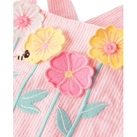 Gymboree,Girls,and Toddler Embroidered Sleeveless Skirtall Jumpers,Bright Pink Daisy,5T