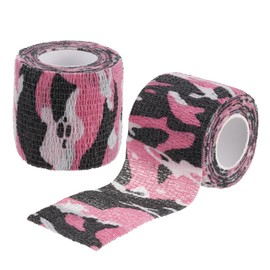 PATIKIL 2in x 14.76ft Camo Tape Wrap, 2 Rolls of Self-Adhesive Camouflage Tape for Hunting Climbing Outdoor Camera Flashlight, Rose Red