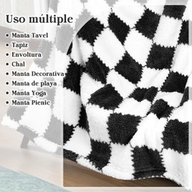 Nasjac Manta para Sofá y Cama, Cobija de Reversible de Franela a Cuadros, 120*200cm Cobija Suave y Caliente para Cama, Silla, Sofá, Viaje, Picnic, Regalo de Navidad, Adecuada para Todas Las Estaciones