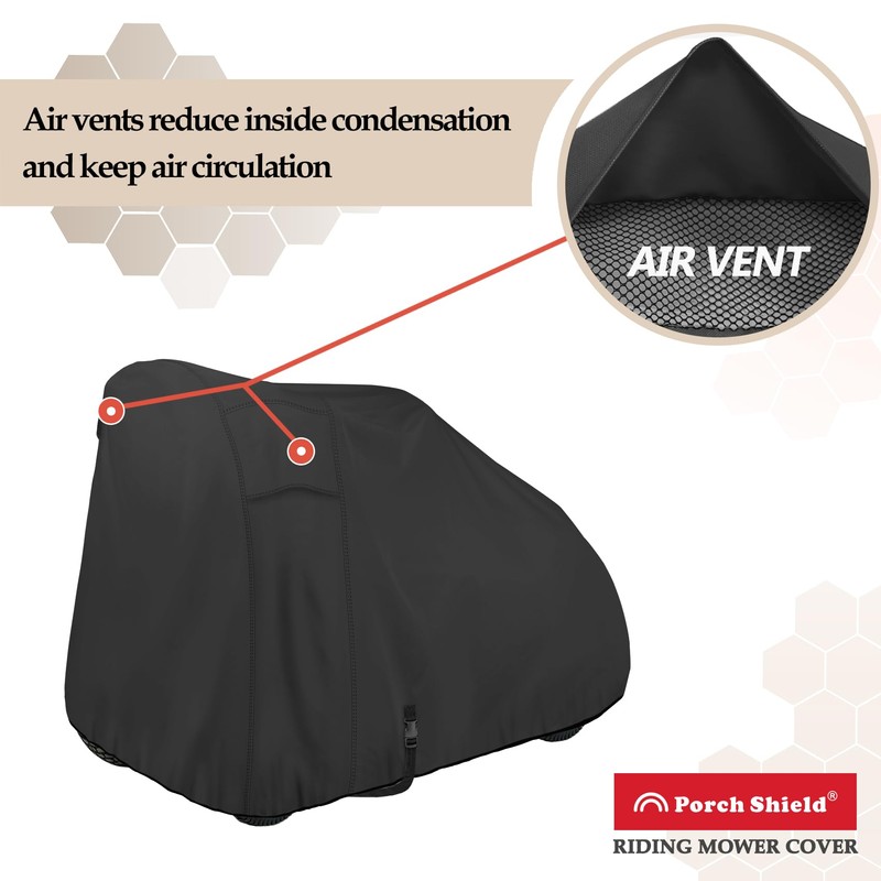 Porch Shield Heavy Duty 600D Polyester Lawn Tractor Cover, Water-Resistant