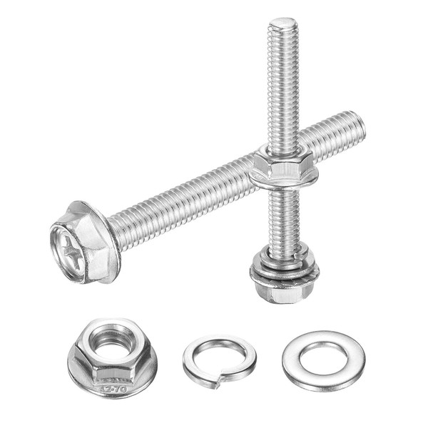 QUARKZMAN M6 x 50mm Sechskantschrauben mit Flansch, 10 Stück 304