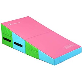 M HI-Mat Gymnastics Mat Cheese Wedge Mat Home Gymnastics Mat, Multi-Size Skill Shape Rolling mat Home Sports Cheese Mat (Pink&Blue&Green)