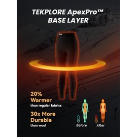 TEKPLORE Base Layer Womens Pants - Cold Weather Thermal Underwear Long John Bottom - Midweight Fleece Lined Leggings for Women Blue X-Large