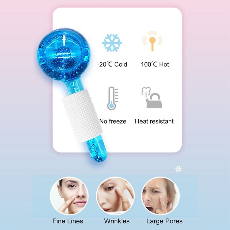 2PCS Globes Facial Roller Cold Hot Skin Massager Crystal Glass