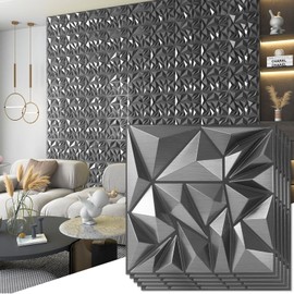 Art3D 33-Pack 3D Wall Panels - Diamond Textured Feature Paneling for Gaming, Living Room, TV Wall - 12 x 12 inch Silver