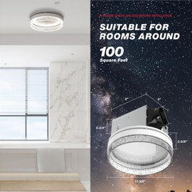 Akicon Bathroom Exhaust Fan with LED Light, 110 CFM 1.5 Sones Ceiling Mount Shower Vent Fan, Bathroom Fan Ventilation with Adjustable Light & Nightlight for Home, White