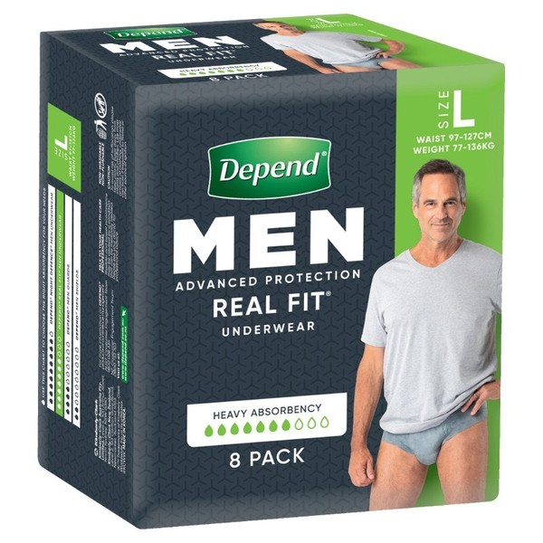 Depend Real Fit Underwear for Men Large X 8 (Limit 4 per order)