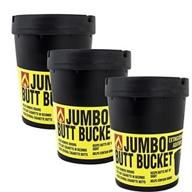 [3PCE] Home Master Jumbo Ashtray Butt Bucket, Windproof and Spacious, Keep Your Outdoor Space Clean and Tidy, Black - 7.4 x 11.5cm
