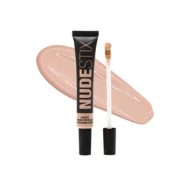 Nudestix NudeFix Cream Concealer, Lightweight Liquid, Natural Finish Makeup, Hydrating, Brightening, Under Eye Dark Circle Corrector, Reduces Redness and Blemishes, Shade: Nude 4, 0.34 fl oz (10 ml)