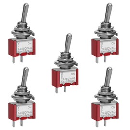 Heschen Miniature Toggle Switch MTS-101 ON-OFF SPST 2 Pin, 2A 250V, 5A 120V, Pack of 5