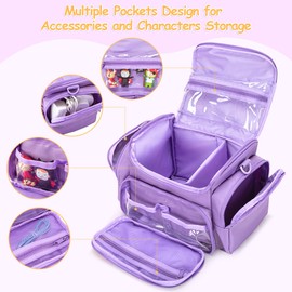 LoDrid Travel Case Compatible with Tonie Box, Carrying Case for Audio Player Set with Shoulder Strap and Handle, Storage Bag with Multiple Pockets for Accessories, Purple, Bag only