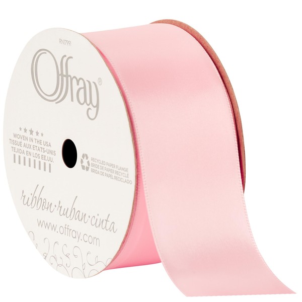 Berwick Offray Wide Double Face Satin Ribbon, Light Pink, 1