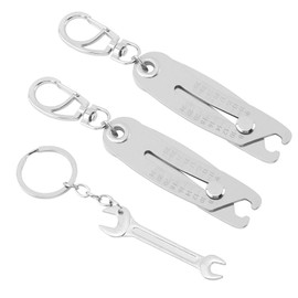 2pcs Precise Thread Size Checker Keychain Bolt Size Finder Keychain Thread Sizes Verification Tool with 1pc Spanner(Color:Silver)