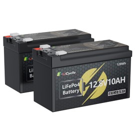 E LiCycle 12/12.8V 10Ah LiFePO4 Lithium Battery 4000+ Deep Cycles Rechargeable Battery for UPS, Solar Panel, Power Wheels, Kayak Fish Finder, Scooter, RV, Marine - Safe & Lightweight Design