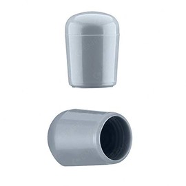 EMFA Caps for Round Pipes 12 mm Grey (RAL 6005) Pack of 10 Foot Caps End Caps Plastic 1.2 cm
