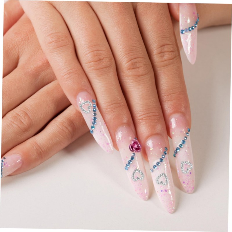 Healeved 10pcs Rhinestones Nail Charms Heart-Shaped Nail Decorations Creative Accessories