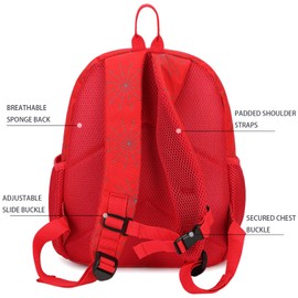 Octsky Toddler Backpack for Little Boys Kids Mini Backpack Backpack for Travel School,Spider Red