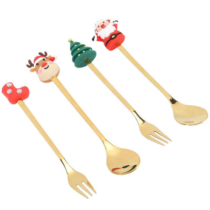 Christmas Spoons Forks Stainless Steel Cute Stylish Christmas Tableware Set
