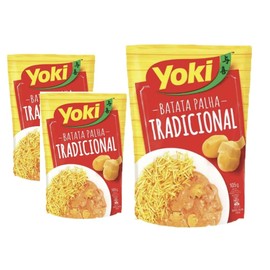 Batata Palha Brasileira Tradicional Yoki 105 g | Pack of 3 x 105g + Feijao Preto Brasileiro para feijoada Grao de Campo 1Kg | Brazilian black beans | Brazil in Texas Bundle