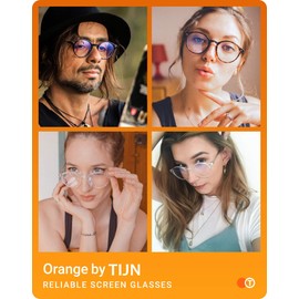 TIJN Blue Light Blocking Glasses Men Women Vintage Thick Round Rim Frame Eyeglasses(Black,Transparent)