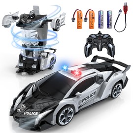 KKM Transform Remote Control Car Toy, One Button Deformation to Robot Toy with 361 Degree Rotating Drifting for Boys Kids, Christmas Birthday Gifts for Boys Girls-Red