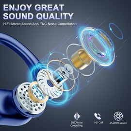 Wireless Earbuds, Wireless Headphones Running Bluetooth 5.3 Headphones with Mic, Wireless Earphones IP7 Waterproof Ear Hooks, Noise Cancelling Earbuds Stereo Sound, 48H, USB-C, Headsets for Sport