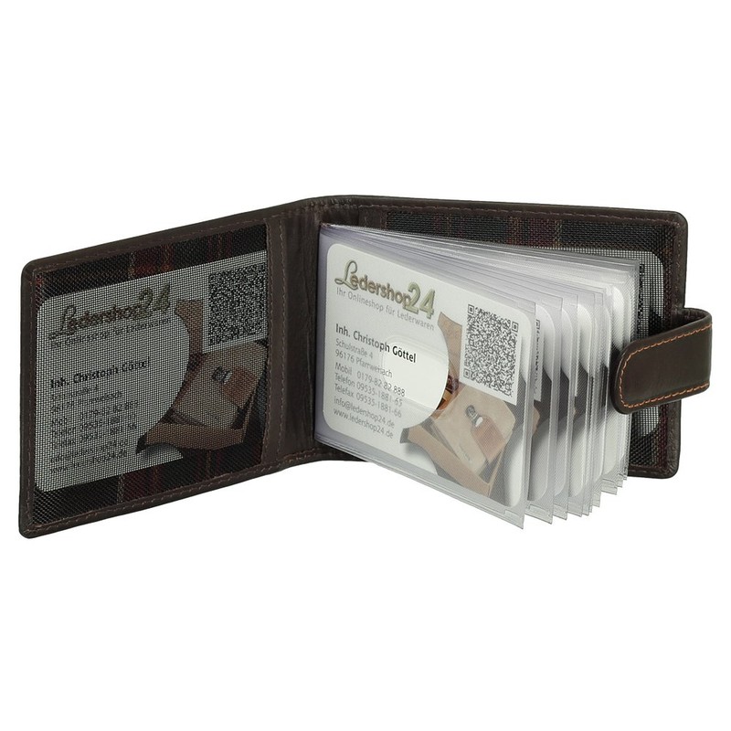 Ledershop24 Leather Credit Card Holder Landscape Format Business Card Holder