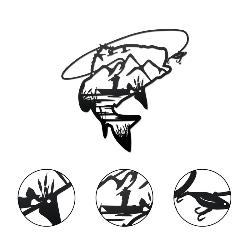 Ecqizer Metal Fishing Wall Decor Hunting Fishing Signs Wall Art