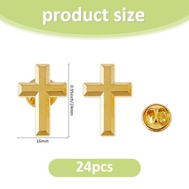 SUPERFINDINGS 24PCS Alloy Cross Brooch Pins Golden Cross Lapel Pins 2.4x1.6cm Christian Brooches for Funeral Church Pray Lapel Pin Bulk for Costume Decorations