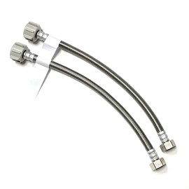 Toilet Water Supply Connector Line Braided Stainless Steel, Toilet Supply Line - 1/2" Female Iron Pipe Thread x 7/8 Female Ballcock Thread (2pk, 12 inch)