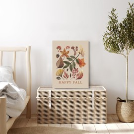 HIWX Happy Fall Wall Decor, Fall Decor, Autumn Fall Leaves Framed Canvas Painting Wall Art Decor, Fall Signs, Fall Wall Art, Happy Fall Wall Art Home Decoration For Living Room Bedroom 11x14 Inch