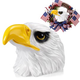 Yerliker 1 Pack Handcrafted Patriotic Eagle Head, 4th of July Resin Figurines for Wreath Accent American Resin Statue Eagle Craft Accessory for Patriotic Independence Day 250th Anniversary Decor