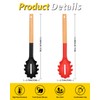 Pack of 2 Spaghetti Spoon, Silicone Pasta Fork with Wooden