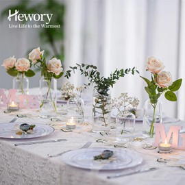 Glass Bud Vases for Flowers - Hewory Blown Modern Small Glass Vases for Centerpieces Set of 3, Mini Clear Bulk Flower Vases for Wedding Party Events Home Decor Floral Arrangements (Not Include Flower)