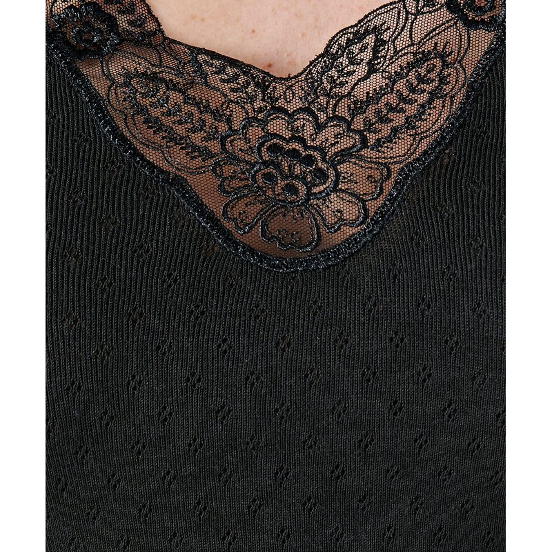 T-Shirt a Maniche Lunghe in Thermolactyl Traforato Nero M