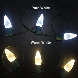 25 Pack Warm White C9 LED Replacement Bulbs Faceted Warm White LED Christmas Light Bulb 2 SMD LEDs in Each Bulb Fits E17 Socket Commercial Grade Indoor and Outdoor Use