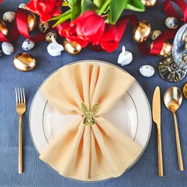 Easter Napkin Rings Set of 12 Bunny Napkin Rings Set of 12 Rabbit Napkin Rings Set of 12 Retro Gold Wedding Metal Napkin Holders, Happy Easter Farmhouse Home Table Party Decorations