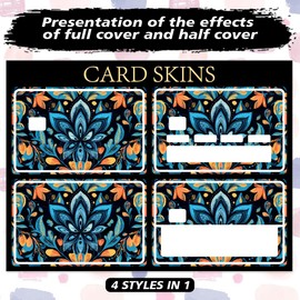 Peacoblue Bank Card Sticker Bohemian Paisley Flowers Credit Debit Card Custom Skin Cover Protector, 4 Styles Waterproof Scratch-Proof and Attractive Decal for Most Popular EBT Transportation Key Card