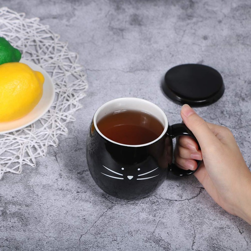 Koolkatkoo 14 oz Cute Cat Coffee Mugs with Lid Tea