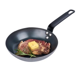 Restaurantware-Met Lux 8 Inch Fry Pans, 6 Lightweight Frying Pans - Induction-Ready, Triple-Riveted, Black Carbon Steel Cooking Skillets, Durable, For Searing, Sauteing, And Browning Food