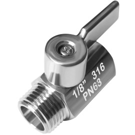Beduan Mini Ball Valve Stainless Steel(316) 1/8" NPT Male x NPT Female Mini Ball Shutoff Valve