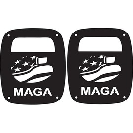 JeepTails USA American Flag MAGA Tail lamp Light Covers Compatible with Jeep CJ or YJ and TJ Wranglers Black Set of 2