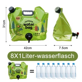 HRCOYES 2 Pack Water Container, Collapsible Camping Water Container Bag With Tap, Water Storage Carrier with Spigot for Hiking Climbing Fishing Travel Picnic BBQ