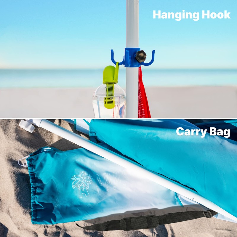 AMMSUN Beach Cabana, 6.2'×6.2' Beach Canopy, Easy Set up and