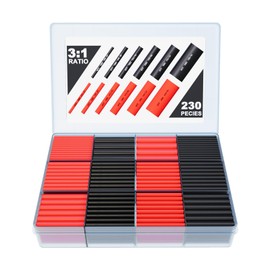 Sanuke 230PCS Heat Shrink Tubing Kit - 3:1 Ratio - Adhesive Lined Dual Wall Tube - Waterproof Marine Grade Shrink Tubing - Electrical Industrial Wire Shrink Wrap Tubing (Black & Red)