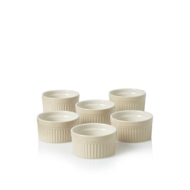 HIC Set of (6) 14-Ounce Deep Soufflés, White